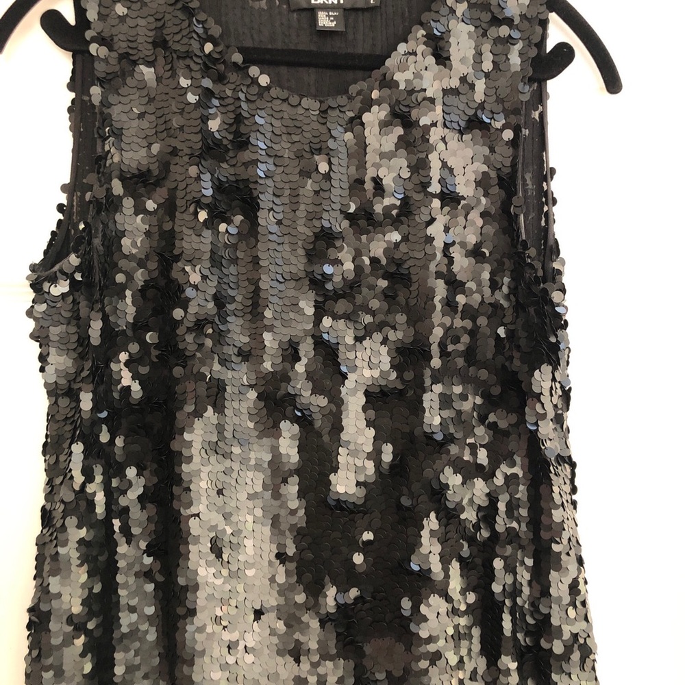 DKNY Vintage Silk Black Sequin Tank